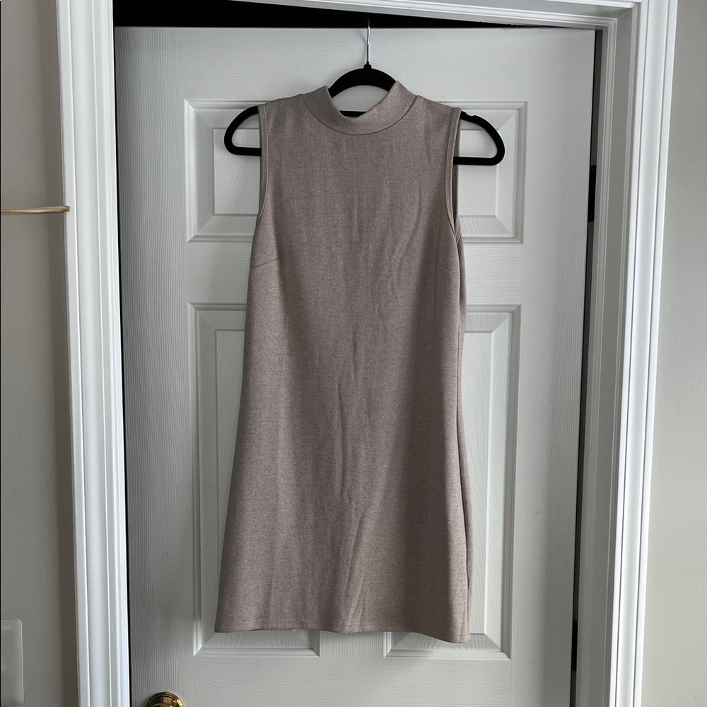 She + Sky Sleeveless Beige Mini Dress